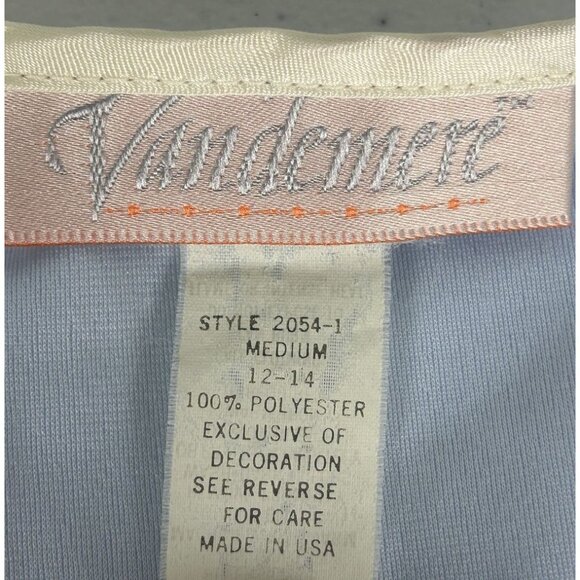 Vintage Vandemere Housecoat Robe Women M 12-14 Blue V-Neck Embroidered Full Zip - Picture 4 of 7